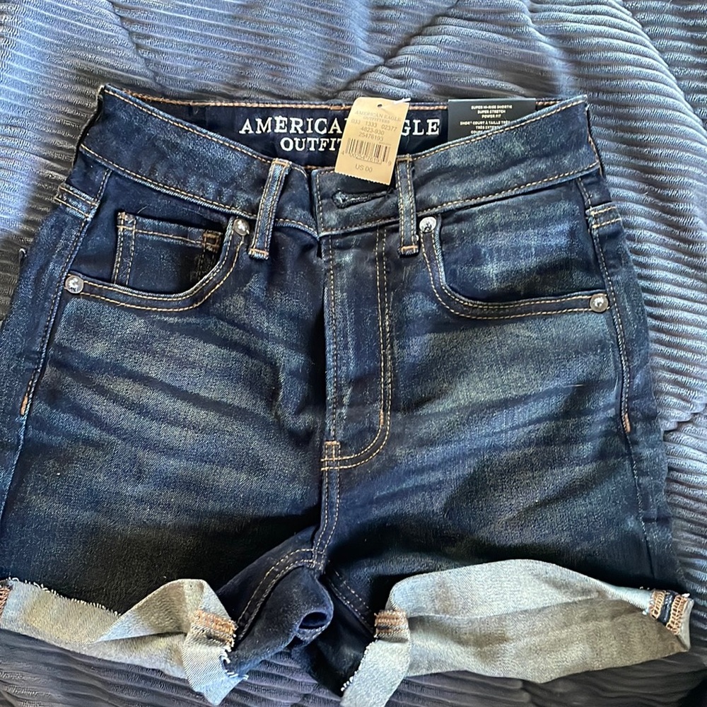 American Eagle super high rise shorties, Blue, Size 00